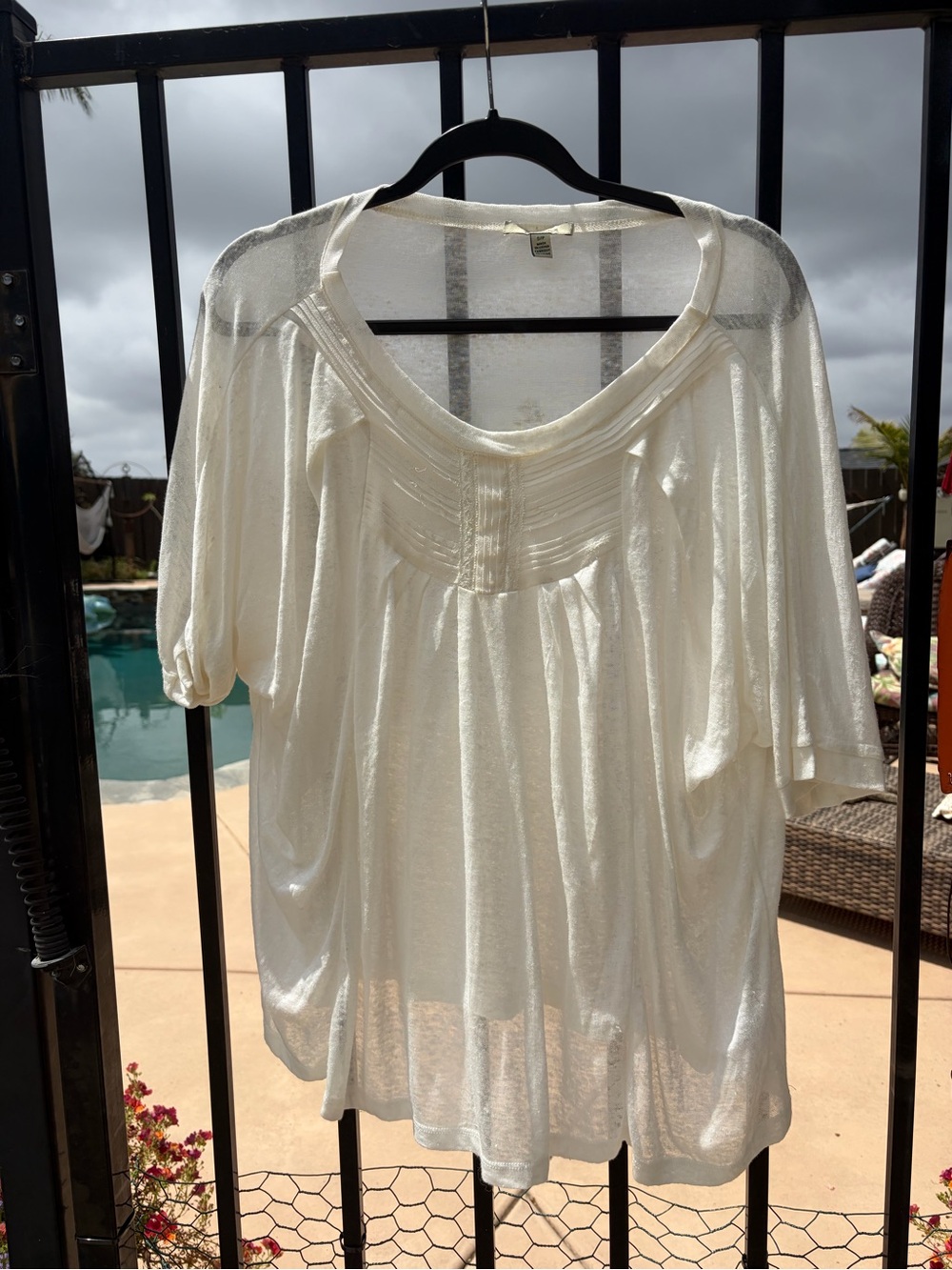 Bordeaux Cream Peasant Tunic Top